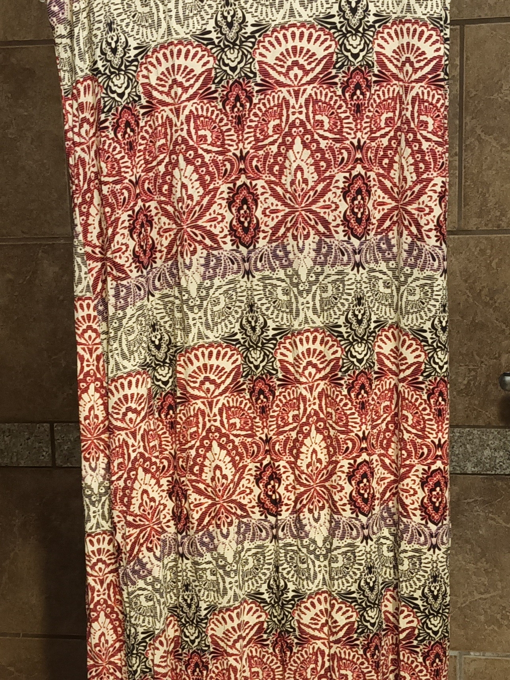 Onyx Red Cream and Black Patterned Boho Maxi Dress